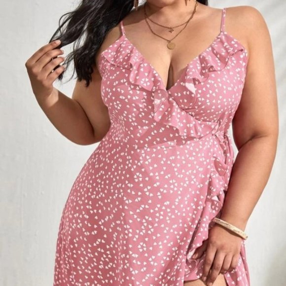 NWT Shein Heart Print Wrap Dress 2XL - Picture 3 of 6